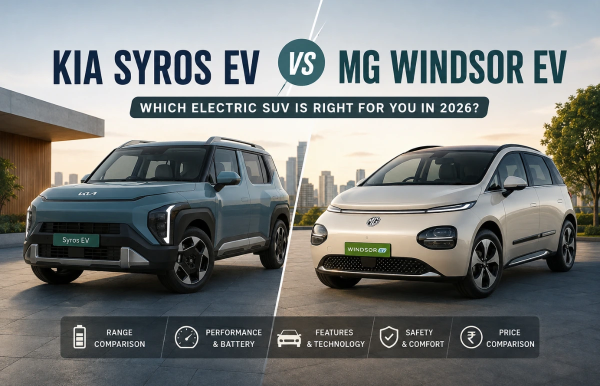 Kia Syros EV vs MG Windsor EV: Which Electric SUV Should You Buy in 2026? Featured Image