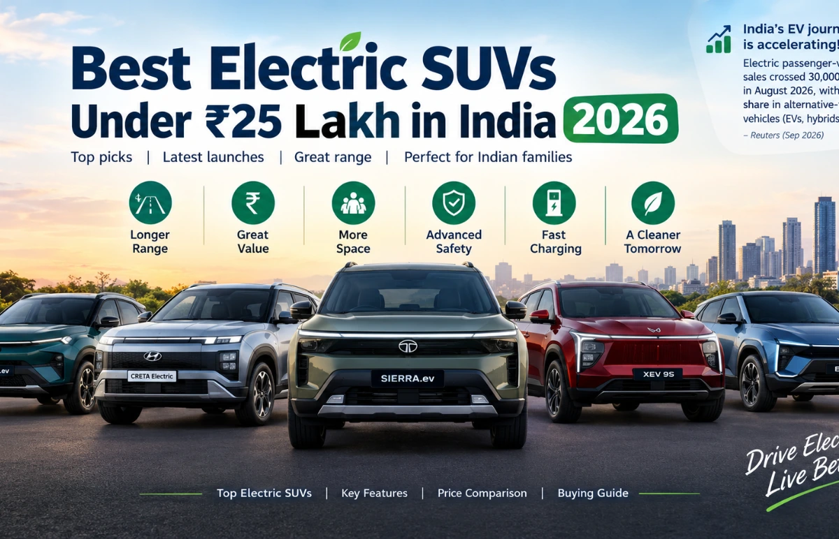 Best Electric SUVs Under ₹25 Lakh in India in 2026: Top EV SUVs to Buy Featured Image