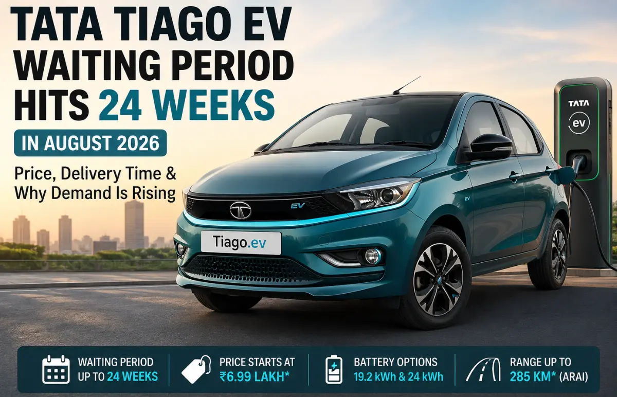Tata Tiago EV Waiting Period Hits 24 Weeks in August 2026: Price, Delivery Time & Demand Analysis Featured Image