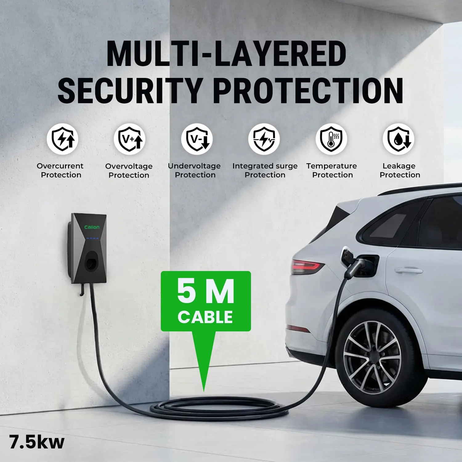 CALION 7.5 kW Smart EV Charger for Electric Cars | Carry Bag+Wall Bracket+CEE Socket | 5M TPU Cable, Smart App Control, LED Indicator, Adjustable Amp | 10+ Safe - image 8