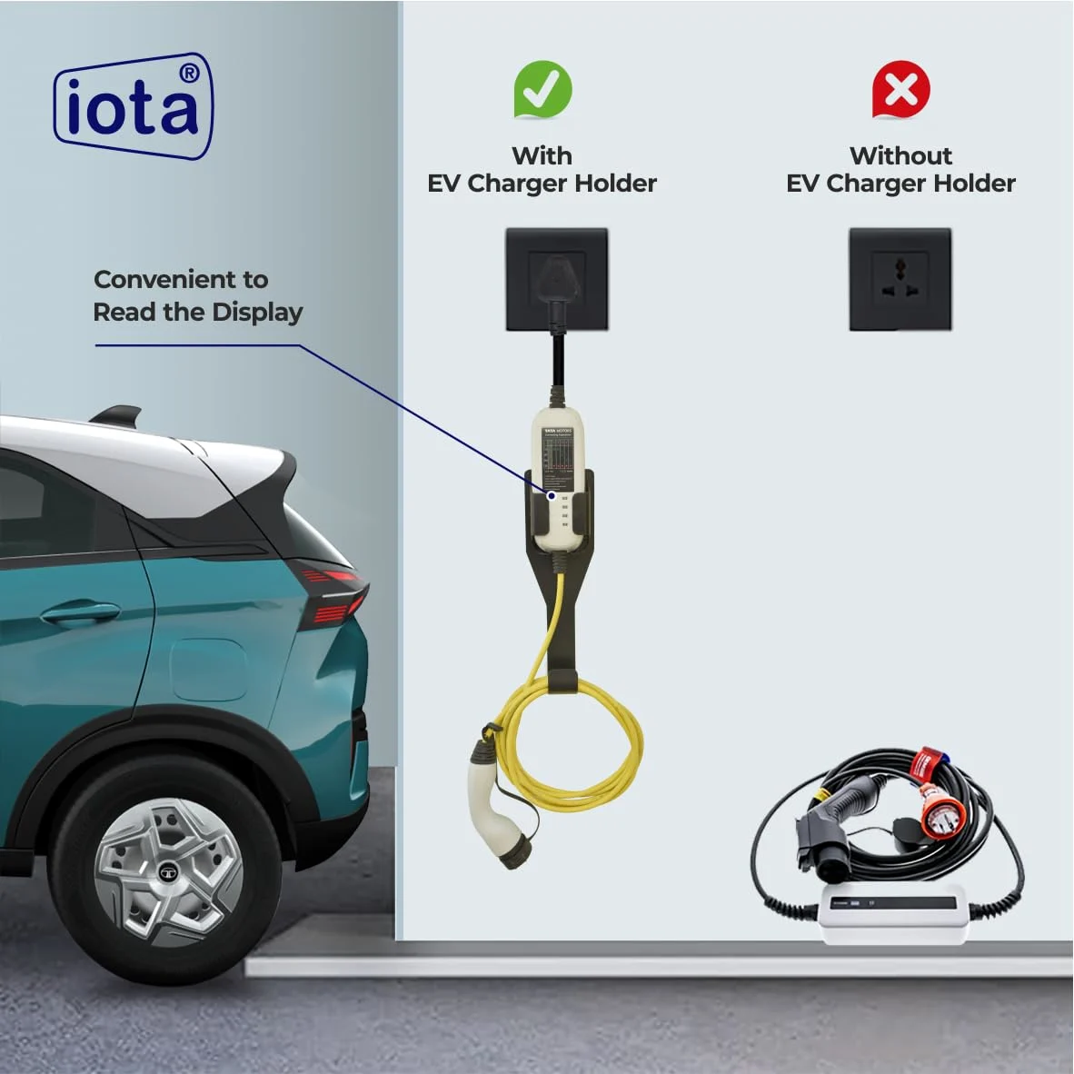 iota ABS Plastic EV Charger Holder With Charger Cable Organizer For Tata Punch EV Tata Nexon EV Tata Tiago EV Tata Tigor EV Holder For Wall Mounted Tata Punch E - image 5