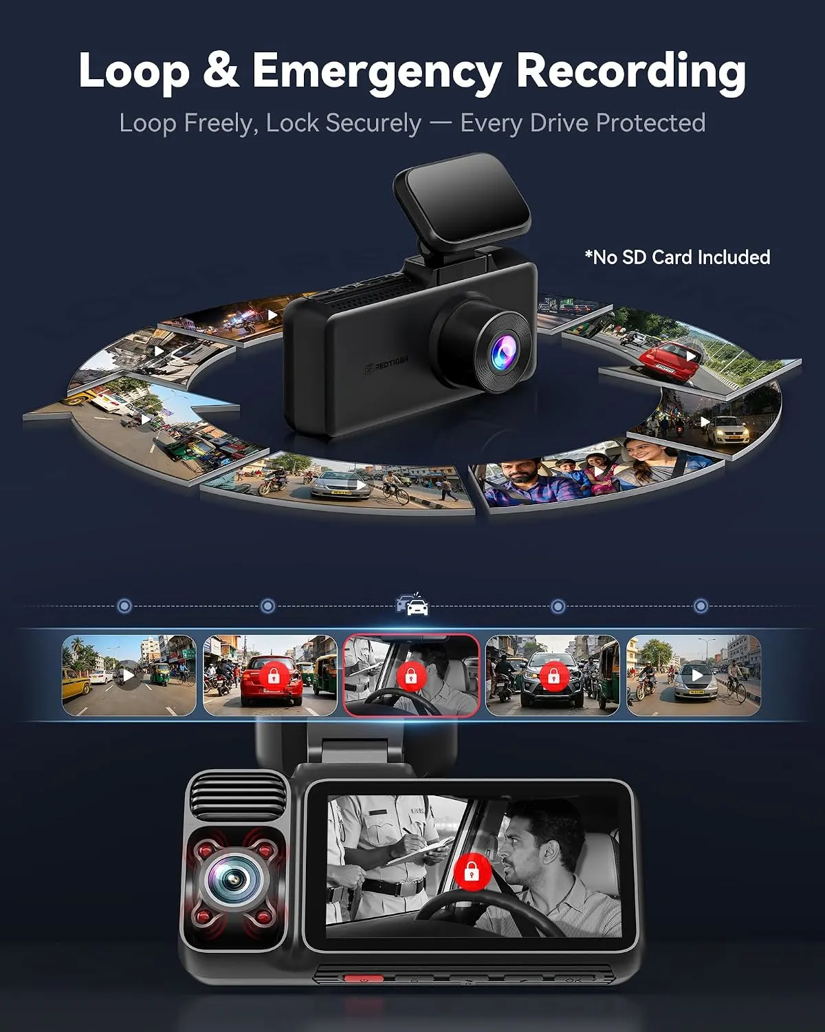 REDTIGER F17 2026 Edition 4K 3 Channel Dash Cam, Upgraded STARVIS 2 IMX675 Sensor, 4K Front+1080P Cabin+1080P Rear, 5.8G WiFi GPS, IR Night View, WDR, 512GB Max - image 7