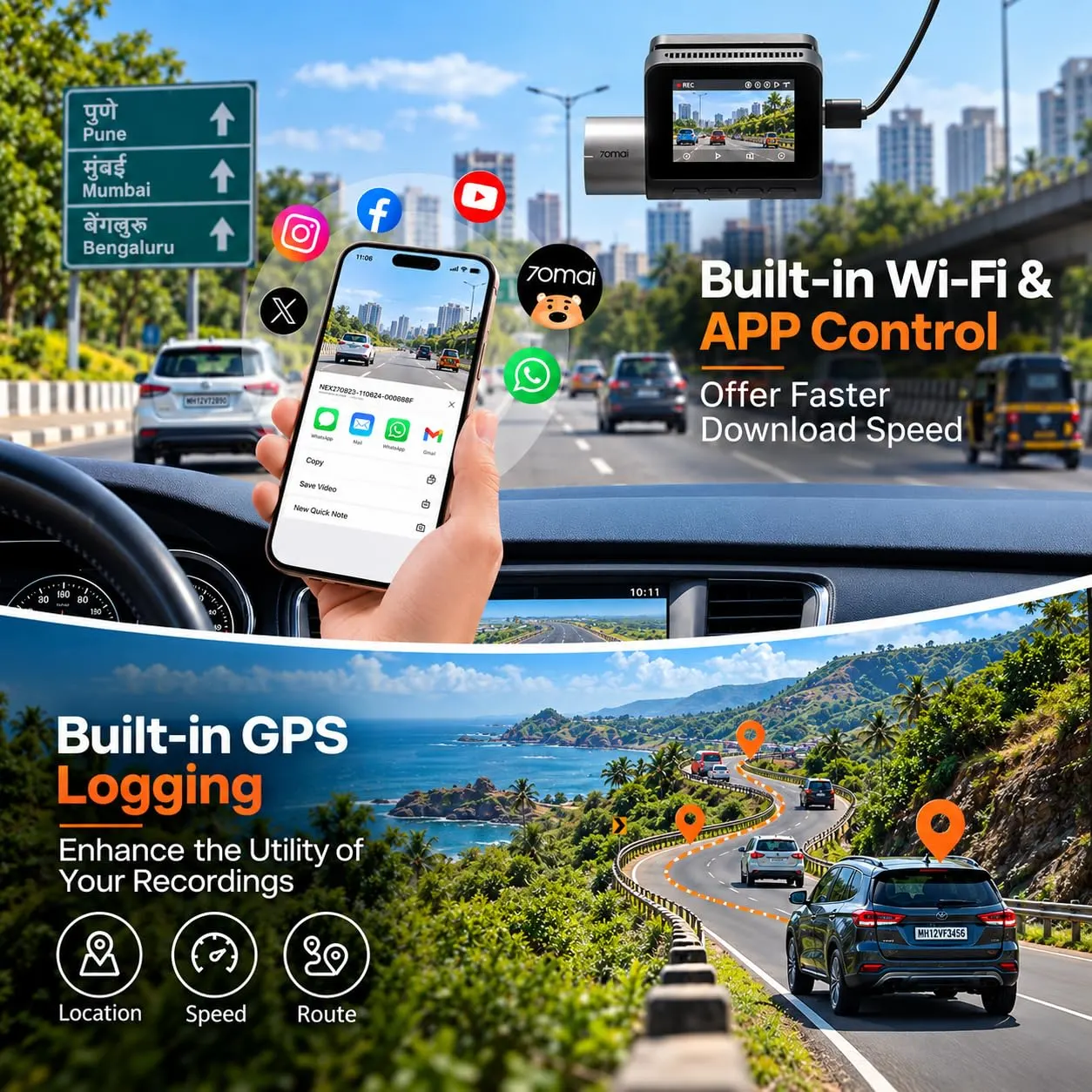 70mai A510 HDR 3K Dual Channel Dash Cam, BITA 2026 Best Dashcam Award Winner, STARVIS 2 IMX675 Sensor, ADAS, GPS Logger, MaiColor Vivid+ Night Owl Vision, App P - image 5