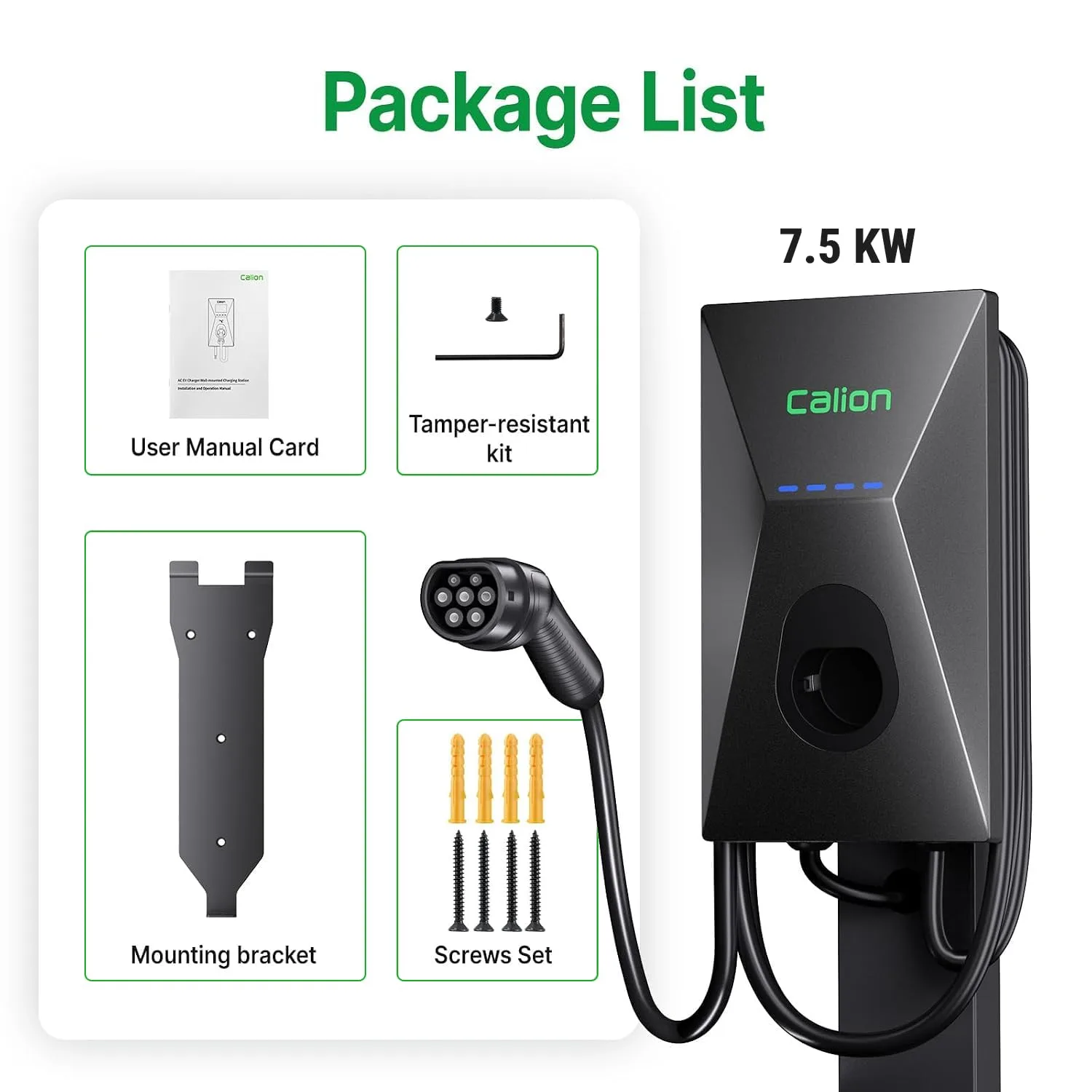 CALION 7.5 kW Smart EV Charger for Electric Cars | Carry Bag+Wall Bracket+CEE Socket | 5M TPU Cable, Smart App Control, LED Indicator, Adjustable Amp | 10+ Safe - image 5