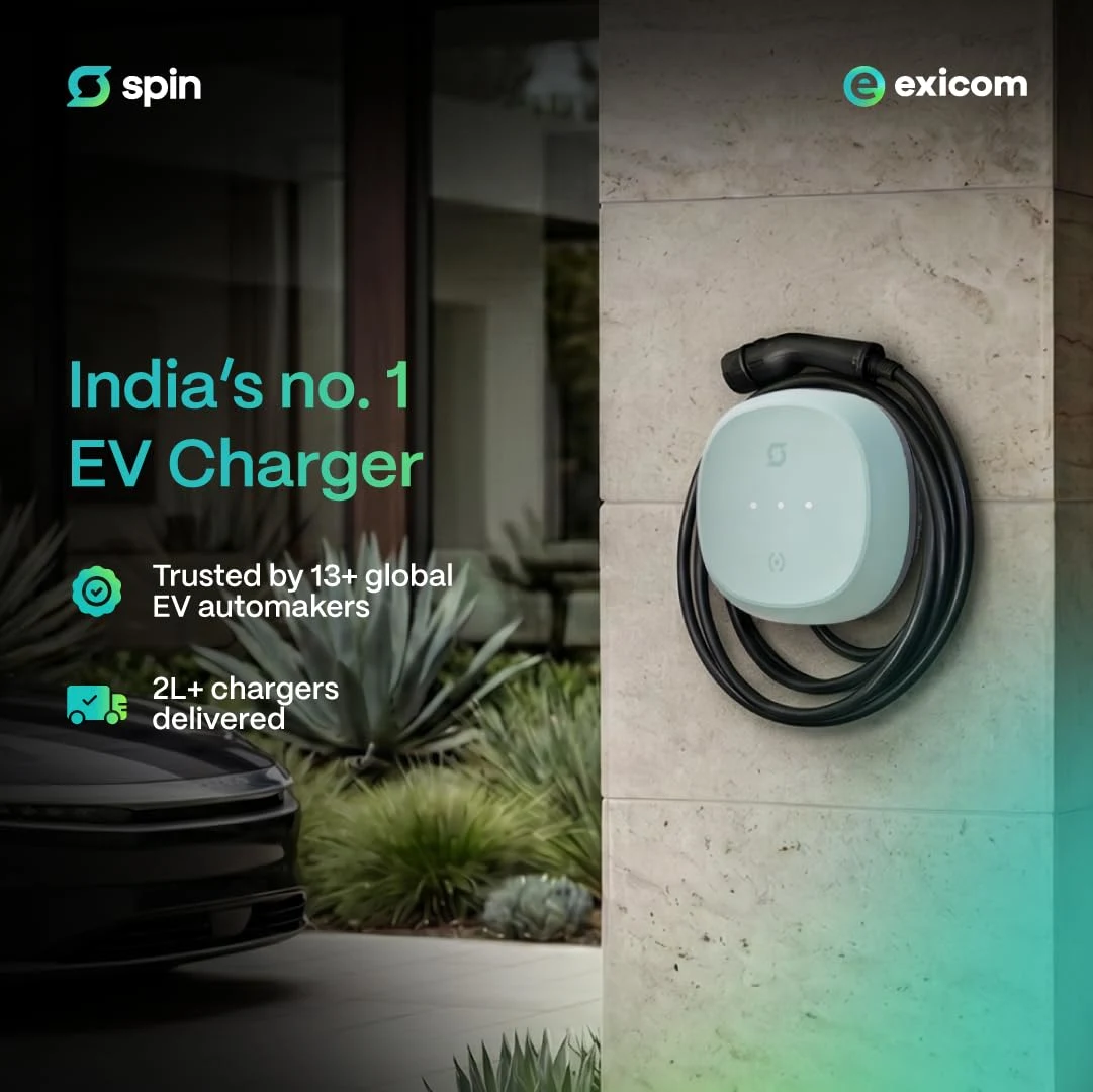 Exicom 22 kW Smart Spin Air EV (Electric Vehicle) AC Charger| Control via App or RFID Key | Amazon Alexa Enabled | OCPP | Bluetooth, 4G & Wi-Fi connectivity | C - image 2