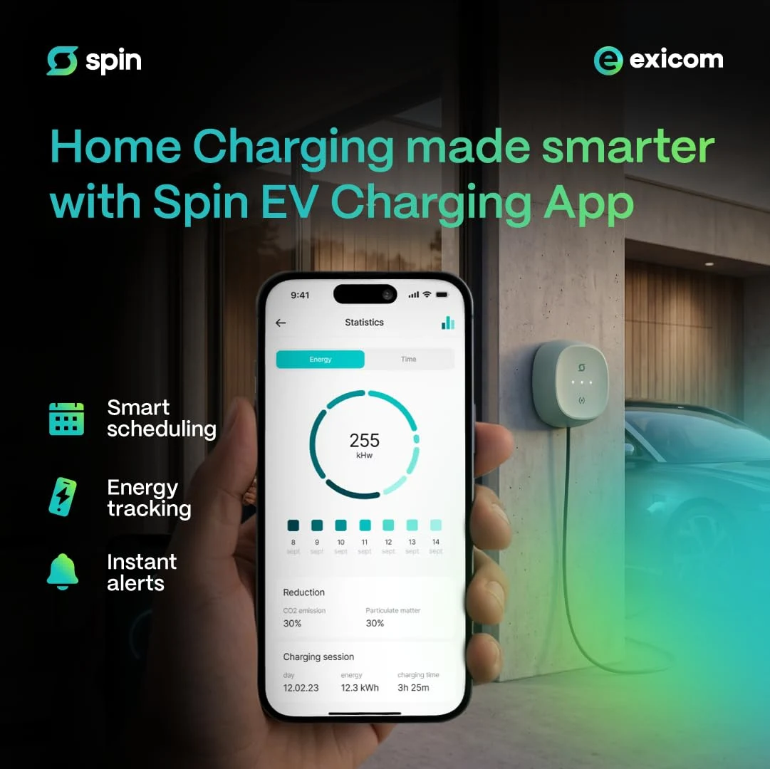 Exicom 22 kW Smart Spin Air EV (Electric Vehicle) AC Charger| Control via App or RFID Key | Amazon Alexa Enabled | OCPP | Bluetooth, 4G & Wi-Fi connectivity | C - image 4