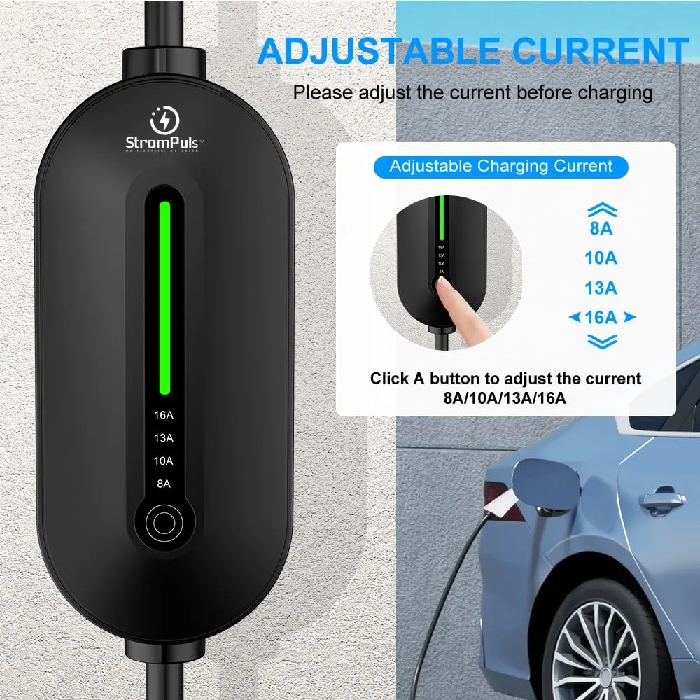 Prime 3.6kw Portable EV Charger, Adjustable Amps, 5m TPU Cable,16A 1 Phase, IP66 Water Proof, Bag, Surge & Pen Protection, Earthing Off Option - image 2