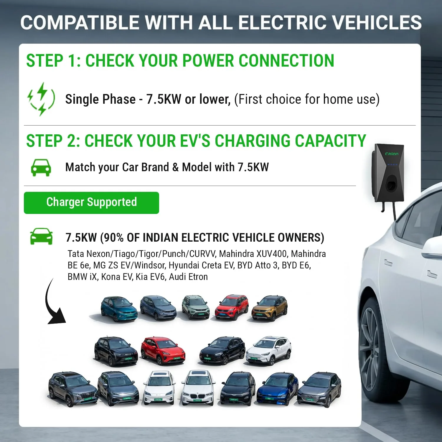 CALION 7.5 kW Smart EV Charger for Electric Cars | Carry Bag+Wall Bracket+CEE Socket | 5M TPU Cable, Smart App Control, LED Indicator, Adjustable Amp | 10+ Safe - image 7