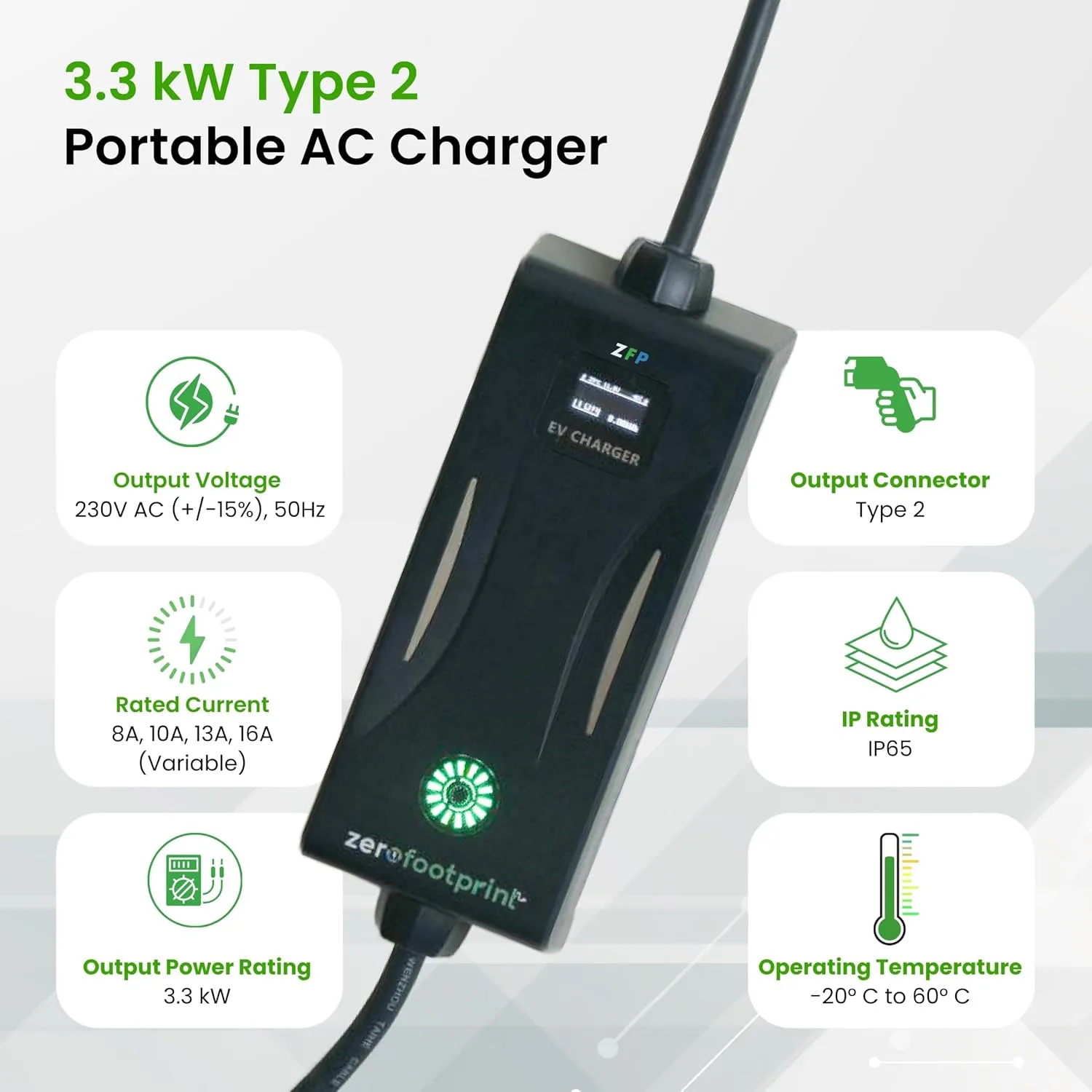 ZeroFootprint 3.5 kW Portable EV Car Charger | Type 2 AC | 16A - image 4