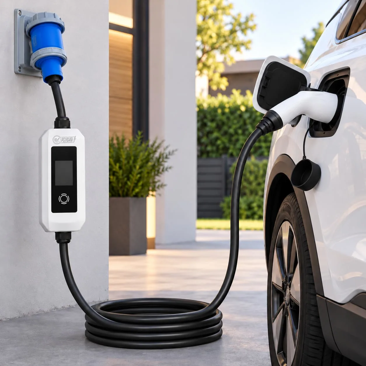 EV MASTER Portable EV Charger EU Standard, 3.5kW 7kW 11kW 22kW, 16A 32A, Single Phase 230V or Three Phase 400V, 5M Cable, IP55 Outdoor, OLED Display - image 5