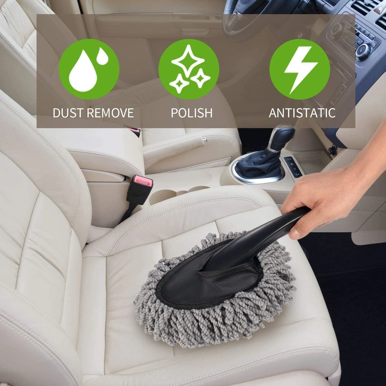 AZARIA Combo 2 PCS Soft Microfiber Car Cleaning Duster with Handle Car Cleaning Brush Mini Car Duster Drill Free for Exterior Dust Remover Car Window Cleaning D - image 8