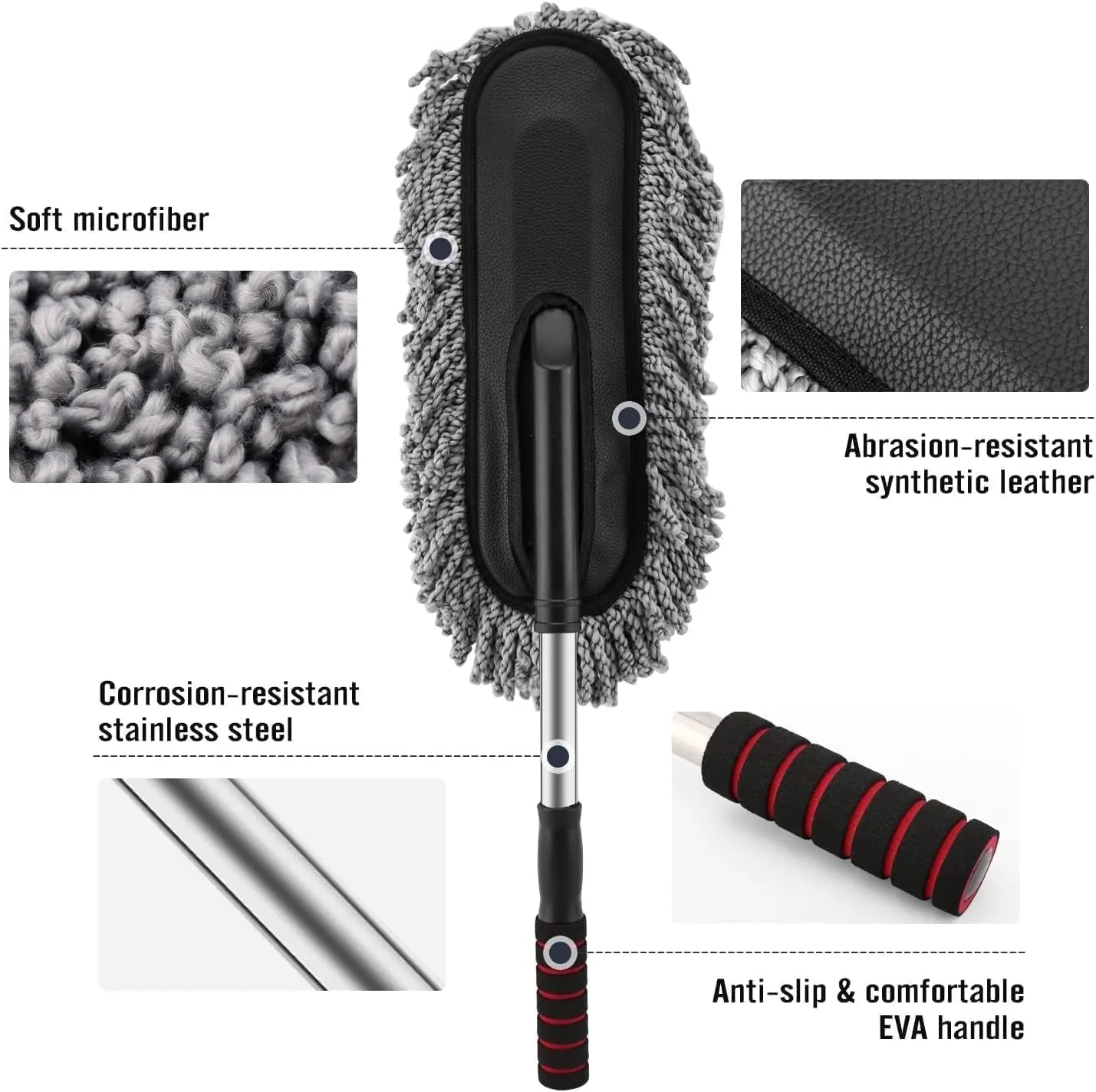 AZARIA Combo 2 PCS Soft Microfiber Car Cleaning Duster with Handle Car Cleaning Brush Mini Car Duster Drill Free for Exterior Dust Remover Car Window Cleaning D - image 6