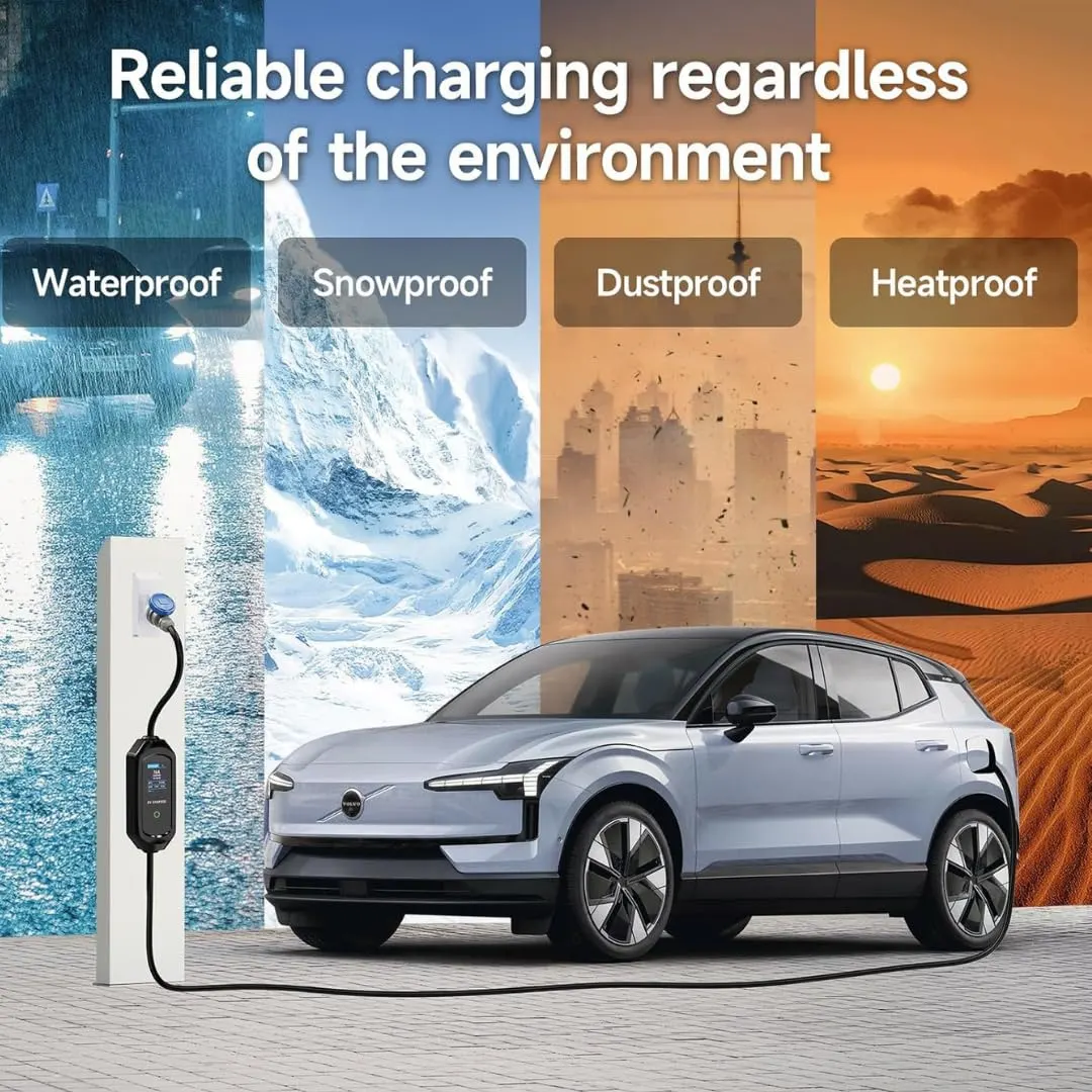 7.5 kW Portable EV Charger, Smart App, 1 Phase, 2.6inch Large Screen, IP65, 6 Meter TPU Cable, Adjustable Amp, Bag,Wall Holder Clips, Emergency - image 6