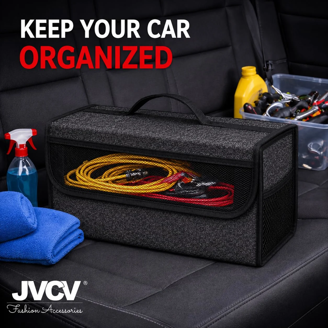 JVCV® Combo Pack - Car Trunk Boot Organizer, Car Storage and Organizer Anti Slip Car Accessories Organizer for Car, SUV, Sedan, Truck, Minivan Anti Slip Bottom - image 5