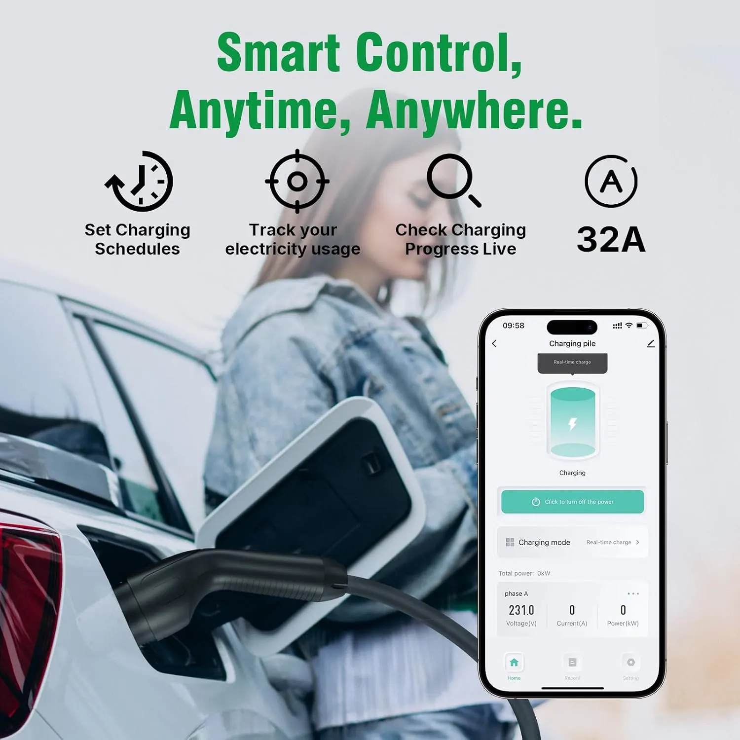 CALION 7.5 kW Smart EV Charger for Electric Cars | Carry Bag+Wall Bracket+CEE Socket | 5M TPU Cable, Smart App Control, LED Indicator, Adjustable Amp | 10+ Safe - image 2