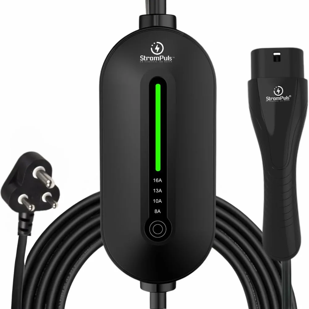 Prime 3.6kw Portable EV Charger, Adjustable Amps, 5m TPU Cable,16A 1 Phase, IP66 Water Proof, Bag, Surge & Pen Protection, Earthing Off Option