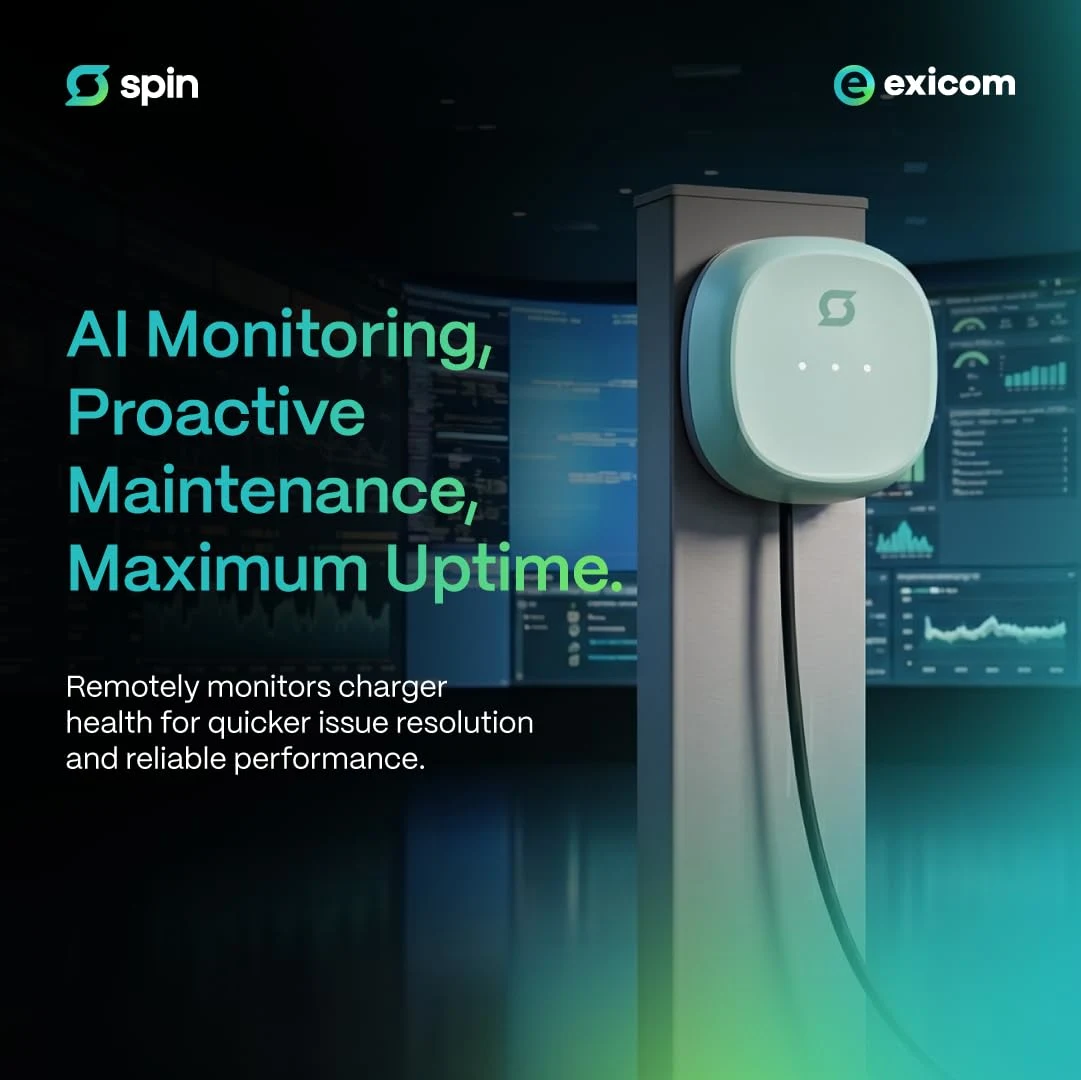 Exicom 22 kW Smart Spin Air EV (Electric Vehicle) AC Charger| Control via App or RFID Key | Amazon Alexa Enabled | OCPP | Bluetooth, 4G & Wi-Fi connectivity | C - image 3
