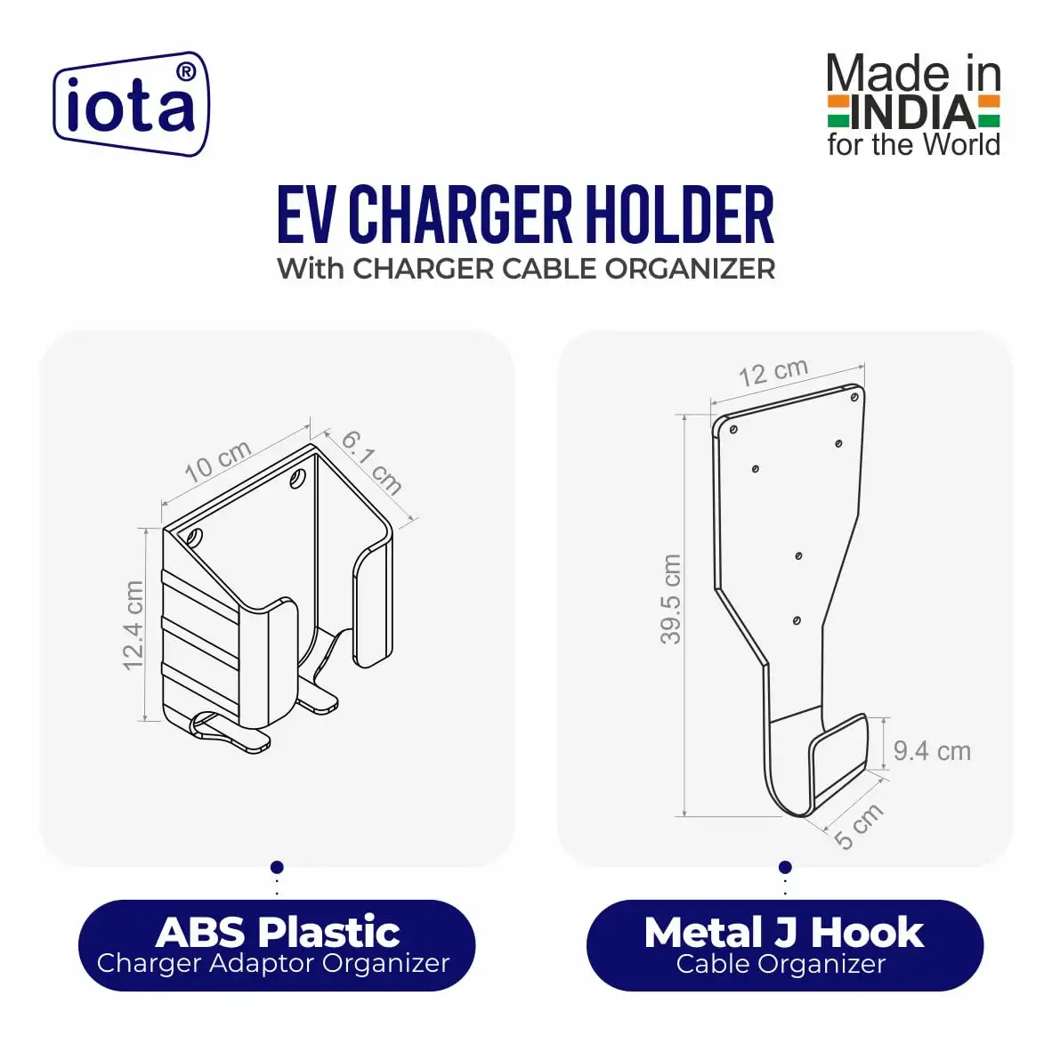 iota ABS Plastic EV Charger Holder With Charger Cable Organizer For Tata Punch EV Tata Nexon EV Tata Tiago EV Tata Tigor EV Holder For Wall Mounted Tata Punch E - image 3