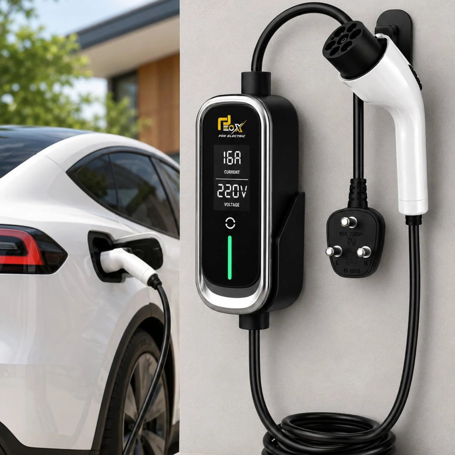 EOX® 3.6kW Portable Universal Car EV Charger | 16A Type 2 AC | 3-Pin Indian Plug | Adjustable Power | Gun Holder+Clips+Carry Bag | IP66 Weatherproof - image 2