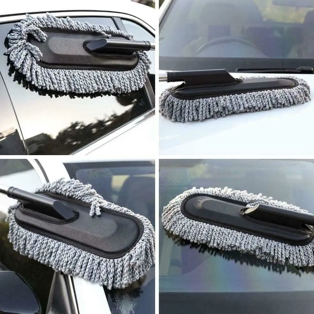 AZARIA Combo 2 PCS Soft Microfiber Car Cleaning Duster with Handle Car Cleaning Brush Mini Car Duster Drill Free for Exterior Dust Remover Car Window Cleaning D - image 2