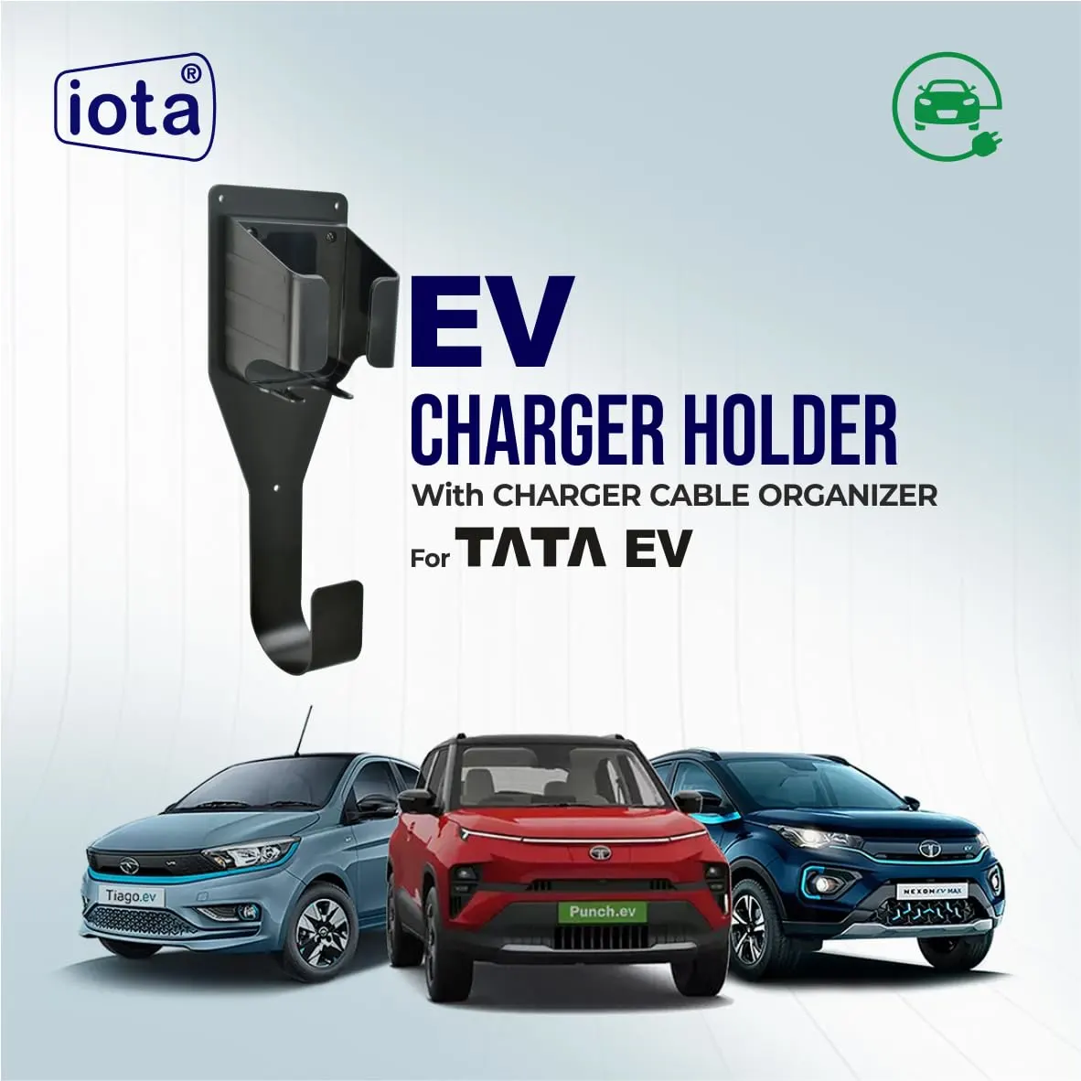 iota ABS Plastic EV Charger Holder With Charger Cable Organizer For Tata Punch EV Tata Nexon EV Tata Tiago EV Tata Tigor EV Holder For Wall Mounted Tata Punch E - image 6