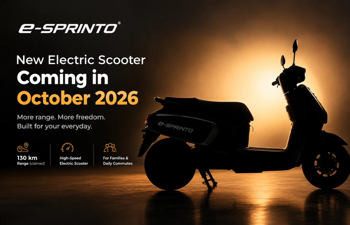 e-SPRINTO New Electric Scooter Launch in October 2026: 130 km Range, Expected Price, Features and What to Expect Featured Image